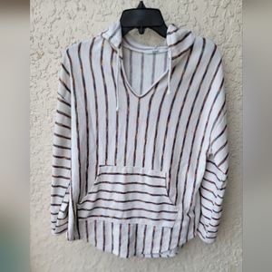 Acemi Hoodie white with red stripes